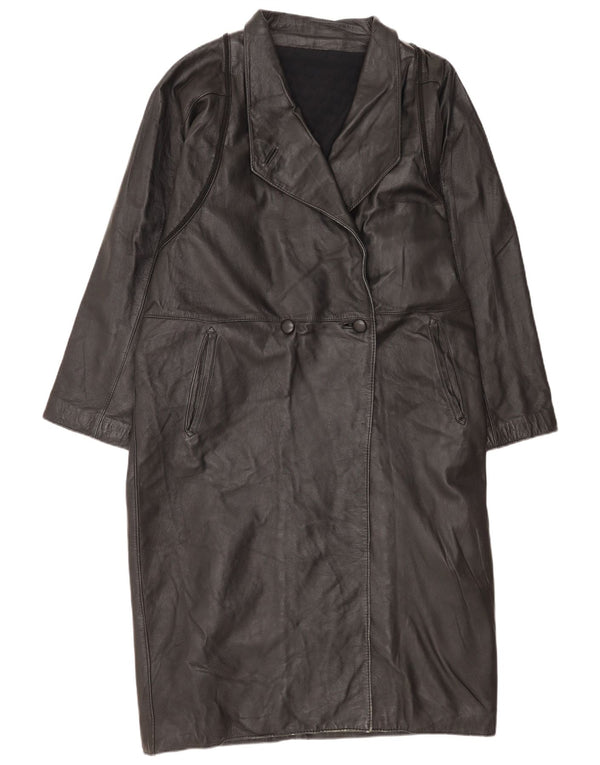 Vintage Damen Ledermantel UK 18 XL Schwarz
