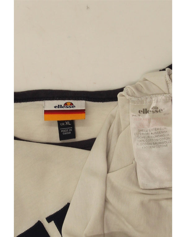 Ellesse Womens Graphic T-Shirt Top UK 18 XL Weiße Colourblock-Baumwolle
