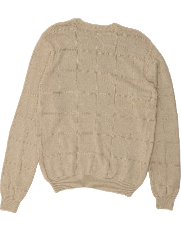 IZOD Mens Crew Neck Jumper Sweater Medium Beige Cotton Vintage Izod and Second-Hand Izod from Messina Hembry 
