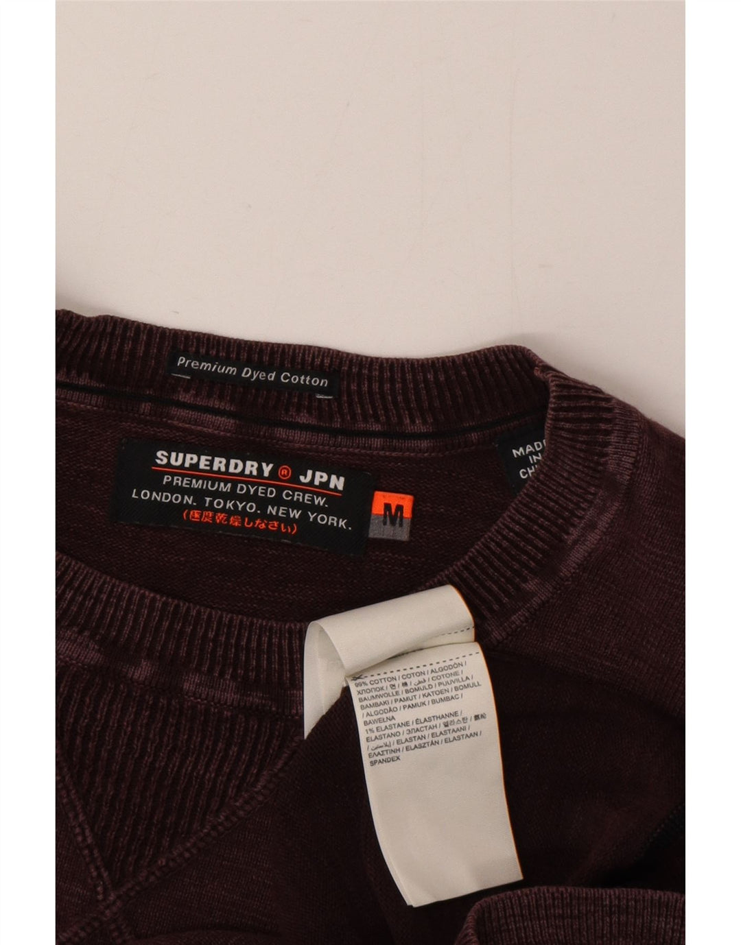 Superdry Herren-Sweatshirt-Pullover, mittlere Burgunder-Baumwolle