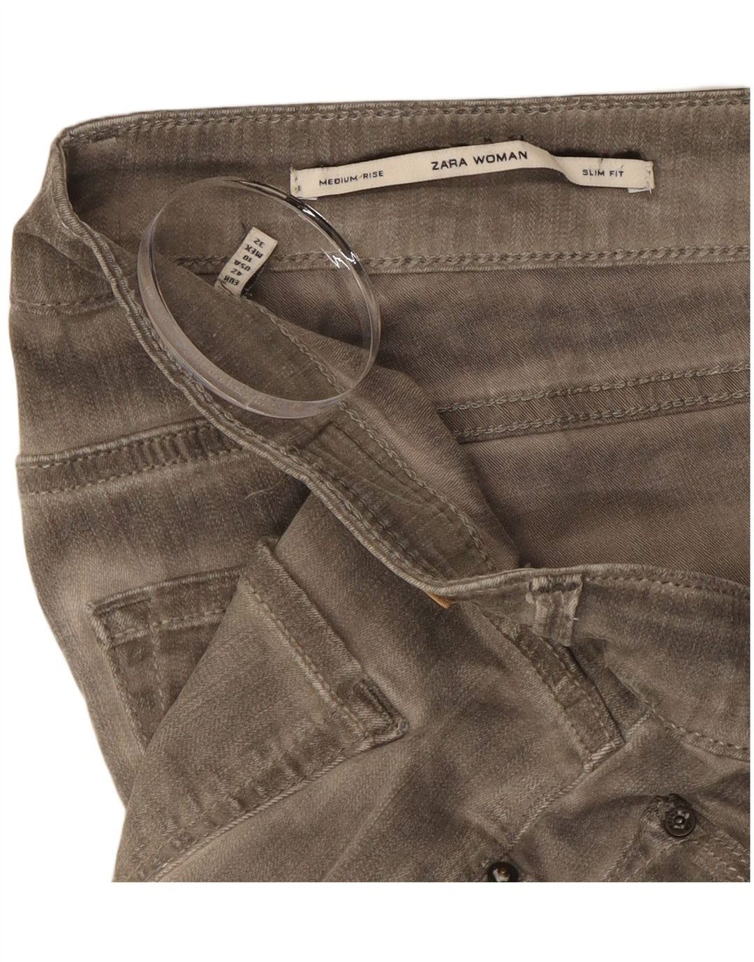 Zara Damen Slim Jeans EU 42 Large W32 L29 Grau