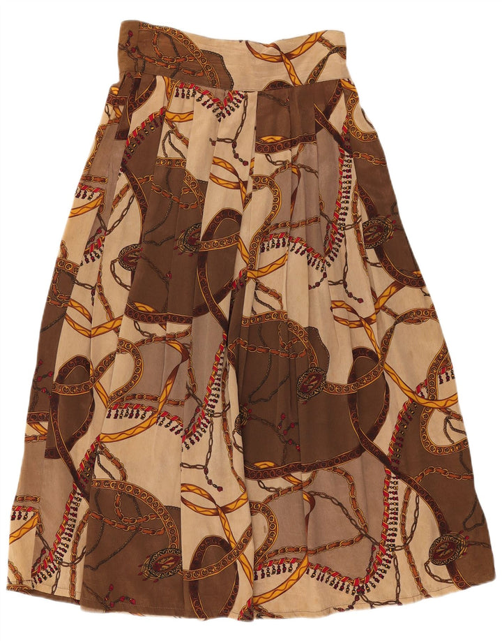 Vintage Damen ausgestellter Rock IT 44 Medium W28 Braune geometrische Viskose