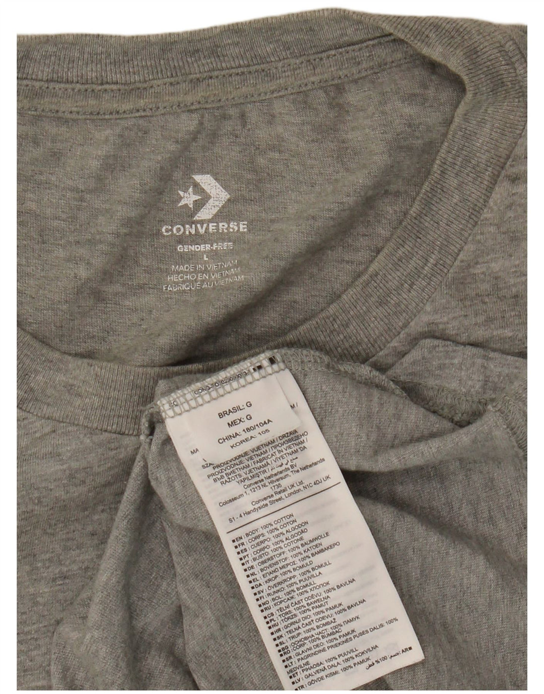 Converse Herren-T-Shirt mit Grafik, groß, grau gefleckte Baumwolle