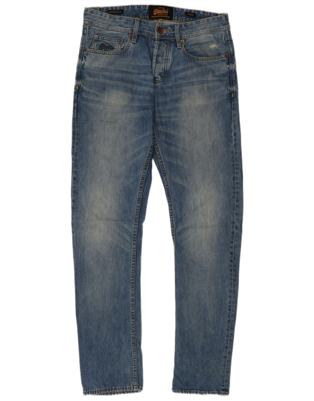 Superdry Herren Loose Jeans W30 L32 Blaue Baumwolle