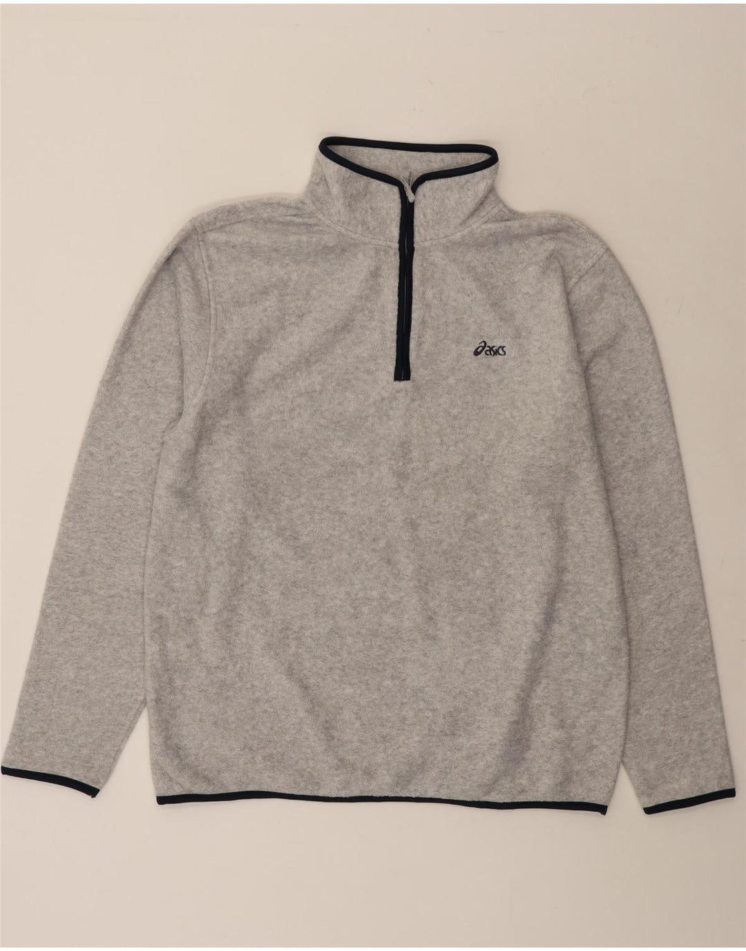 Asics Herren-Fleecepullover mit Reißverschluss, XL, graues Polyester