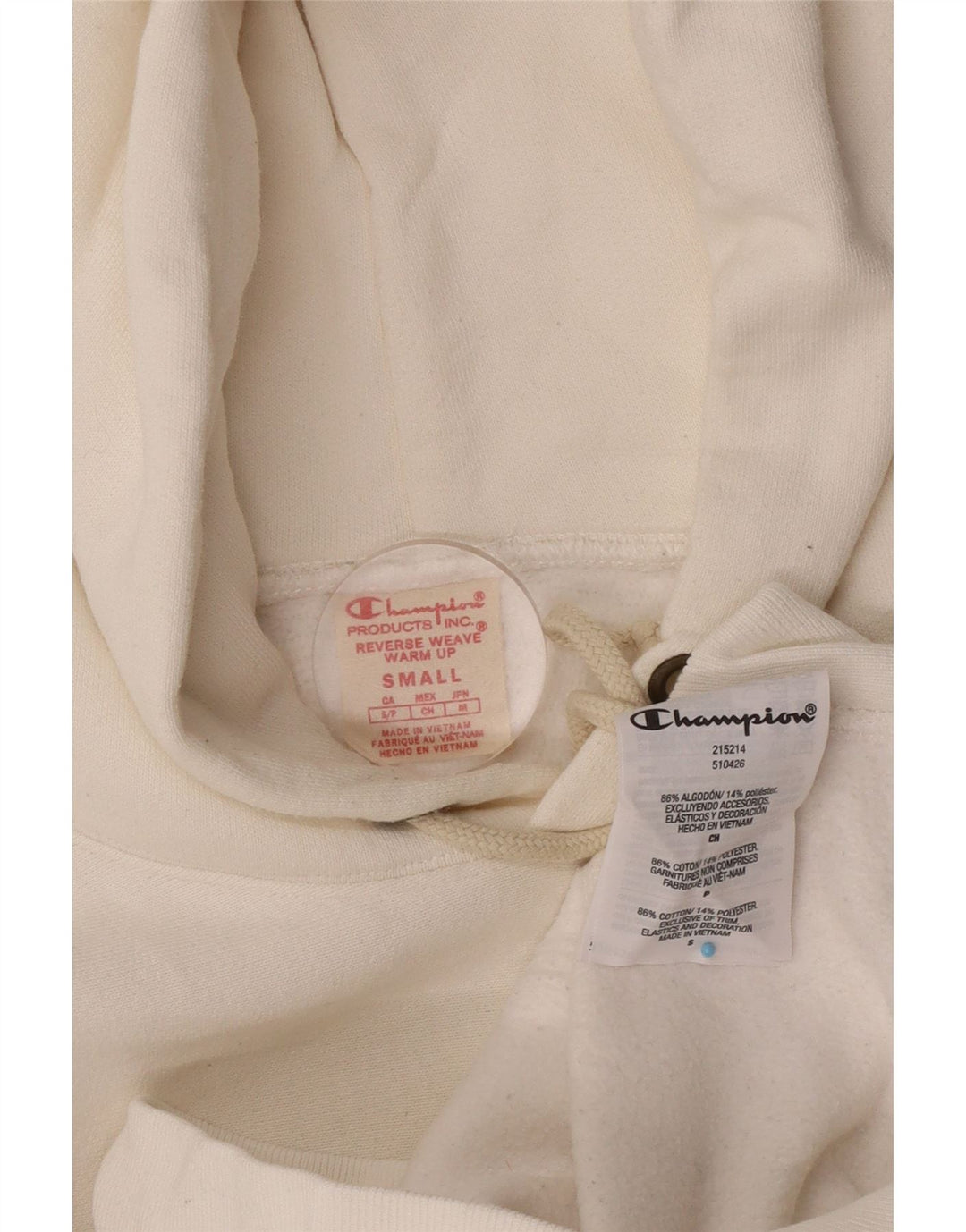 Champion Herren Reverse Weave Kapuzenpullover, Größe S, weiße Baumwolle