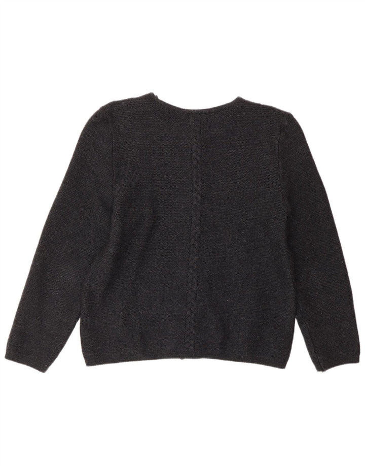 KAUFMANN Damen-Cardigan-Pullover IT 44 Mittelgraue geblümte Wolle