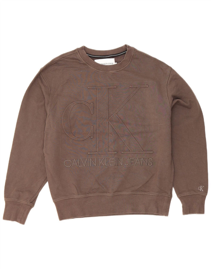 Calvin Klein Jeans Herren-Sweatshirt mit Grafik, Größe S, graue Baumwolle