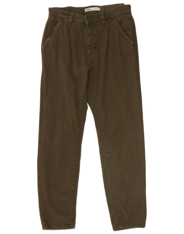 Zara Herren Tapered Chino Hose EU 38 Small W30 L29 Khaki Baumwolle