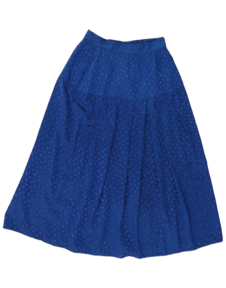 Vintage Damen ausgestellter Rock W24 XS Blau gefleckt