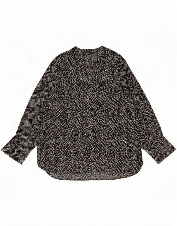 Marks & Spencer Damen Langarm-Blusenoberteil UK 20 2XL Schwarz Animal Print
