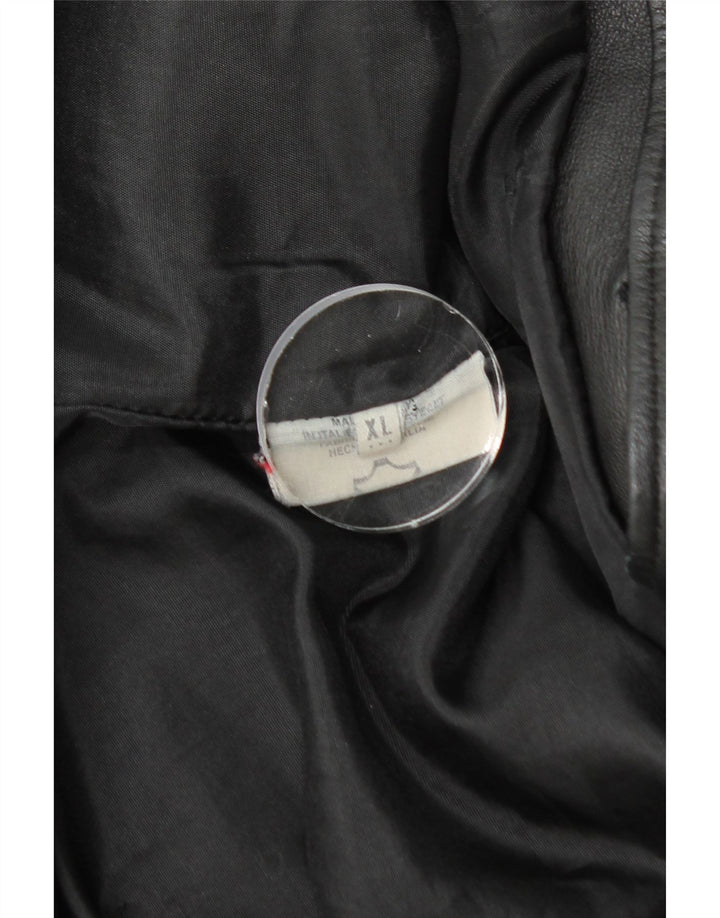 VINTAGE Damen Ledermantel UK 18 XL Schwarzes Leder