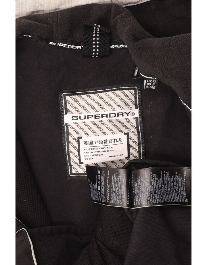 Superdry Damen-Kapuzenpullover mit Reißverschluss, UK 12, Mittelgraues Nadelstreifen-Polyester