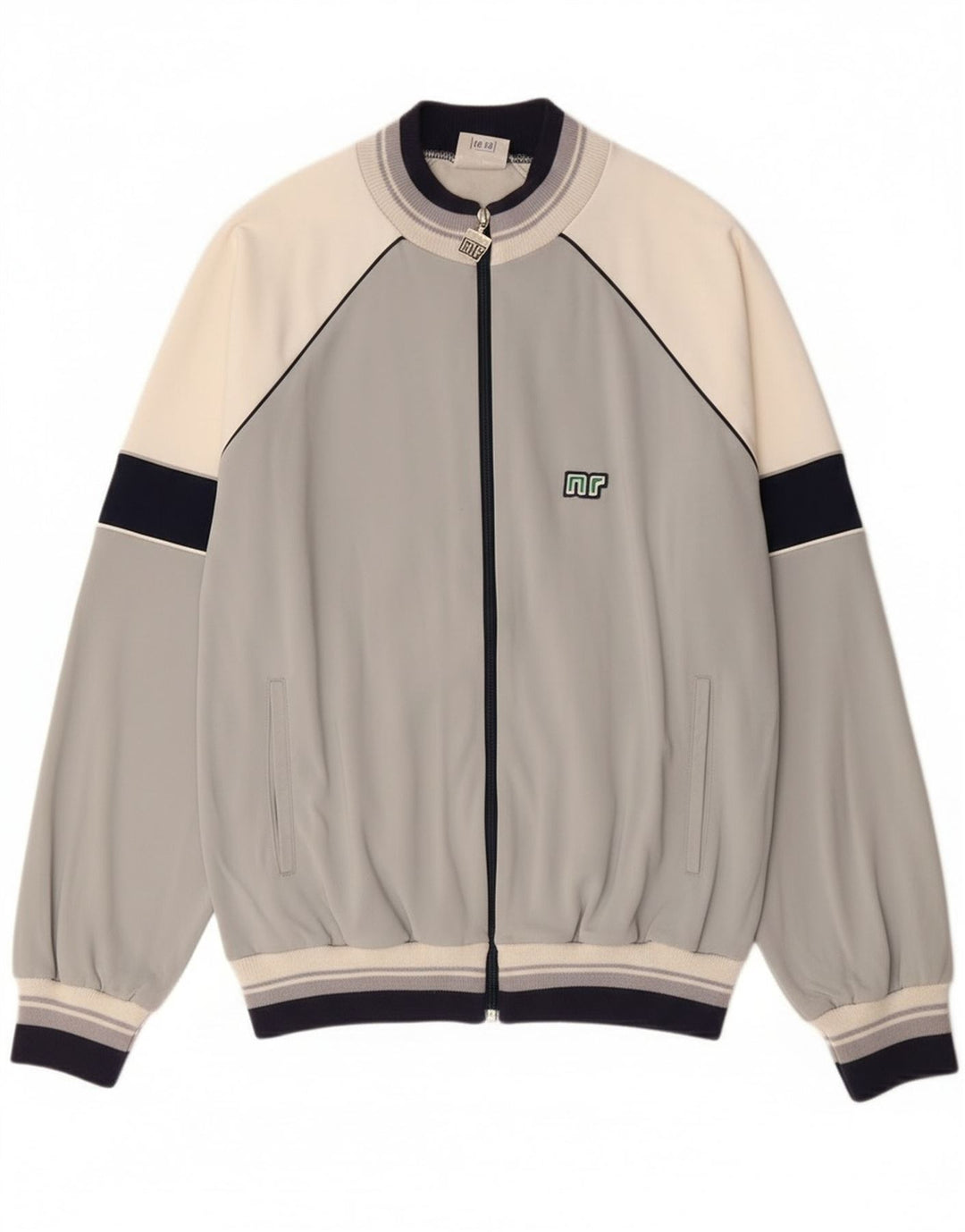 Vintage Herren-Trainingsanzug-Top-Jacke IT 52 Large Grey Colourblock