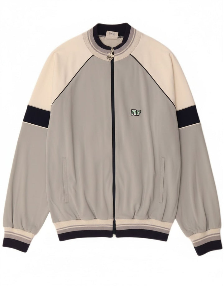 Vintage Herren-Trainingsanzug-Top-Jacke IT 52 Large Grey Colourblock