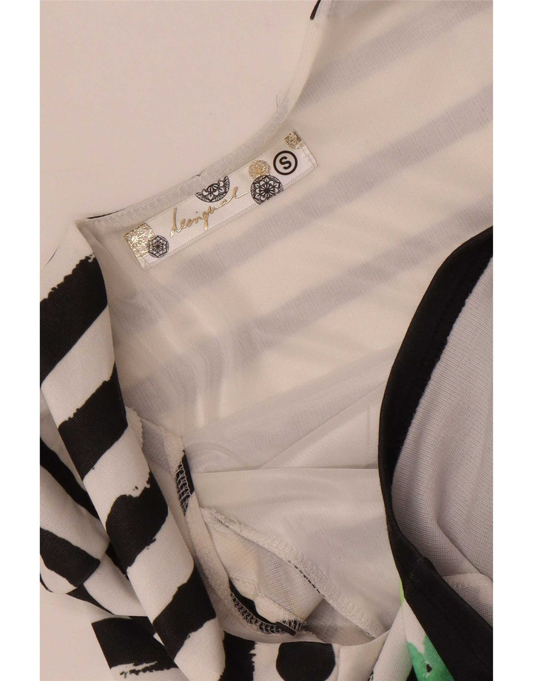 Desigual Damen Etuikleid UK 8 Small Schwarz gestreift