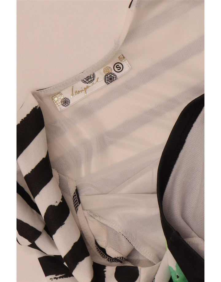 Desigual Damen Etuikleid UK 8 Small Schwarz gestreift