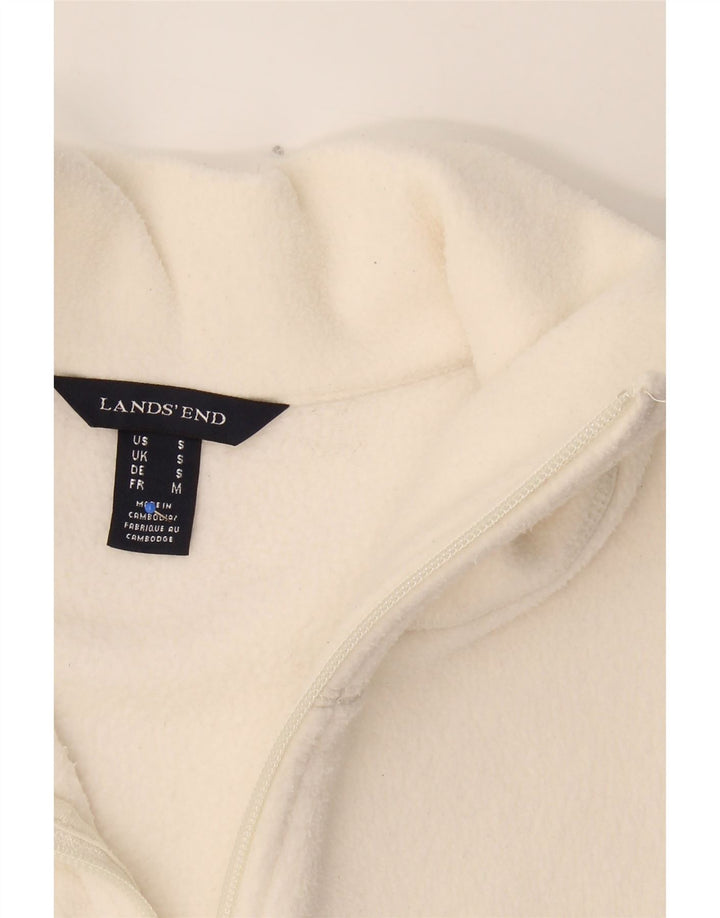 LANDS END Womens Fleece Gilet UK 10 Small Off White Polyester Vintage Lands End and Second-Hand Lands End from Messina Hembry 