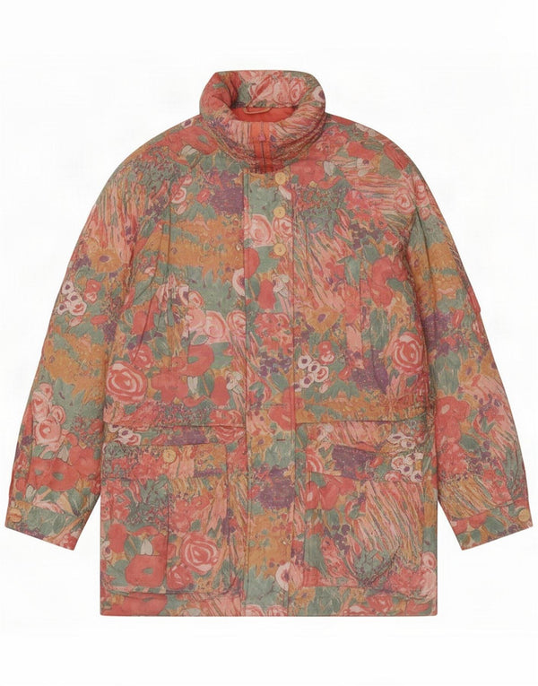 Vintage Damen Wattierter Mantel EU 38 Mittelrosa Blumen