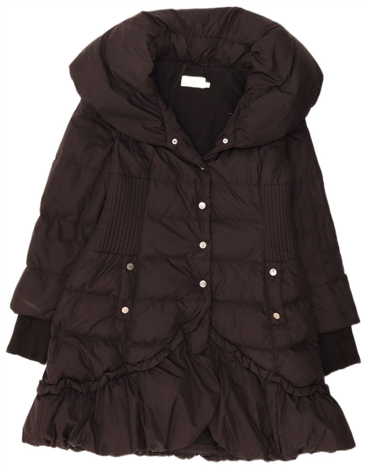 Karen Millen Damen Wattierter Mantel UK 14 Large Schwarz Polyamid