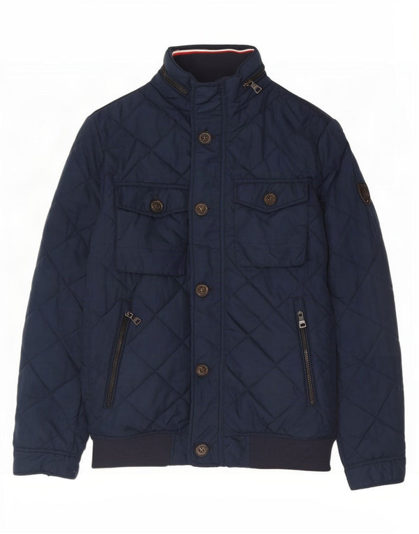 Tommy Hilfiger Herren Kapuzen-Steppjacke UK 36 Small Marineblau Polyester