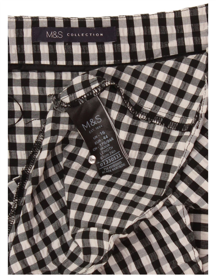 Marks & Spencer Damen Rüschenrock UK 16 Large W34 Schwarze Gingham-Viskose