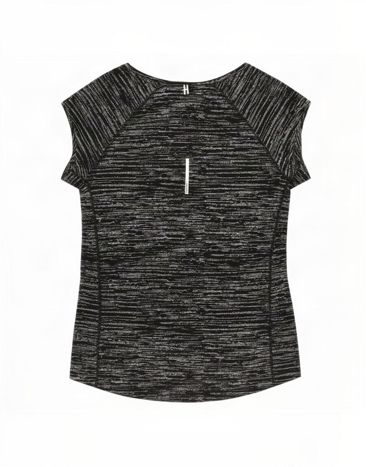 Nike Damen Dri Fit T-Shirt Top UK 12 Mittelschwarz geflecktes Polyester