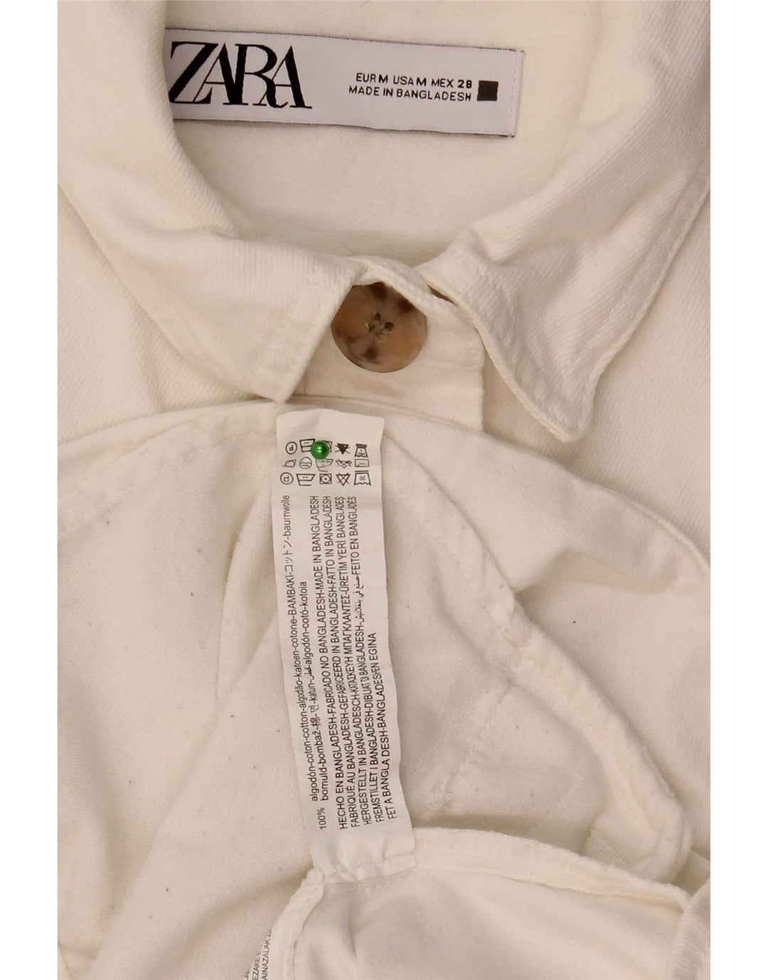 Übergroße Jeansjacke für Damen von Zara, UK 14, mittelweiße Baumwolle
