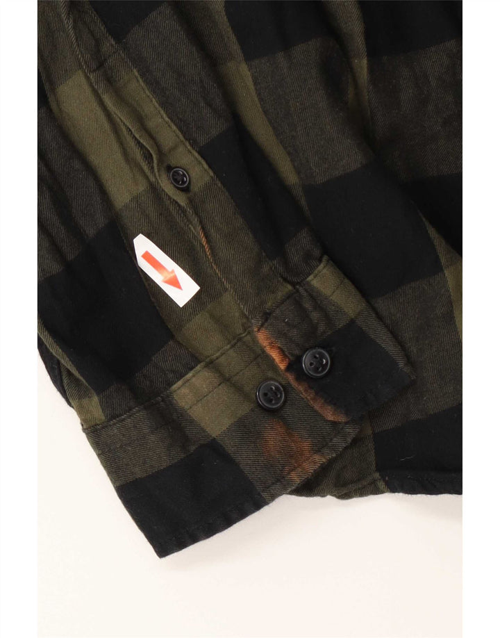 Jack & Jones Herren-Flanellhemd XL aus grüner Gingham-Baumwolle