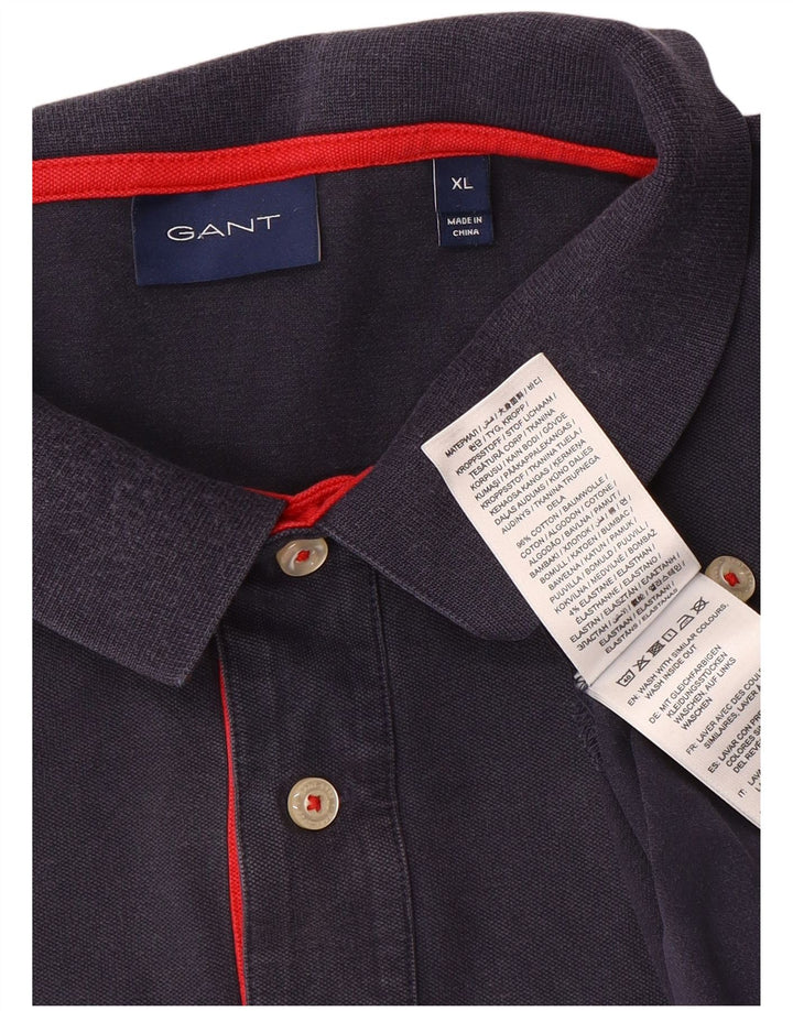 Gant Herren Poloshirt XL Marineblau Baumwolle