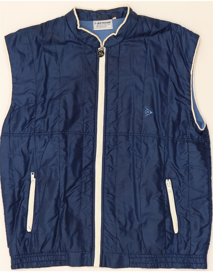 DUNLOP Mens Padded Gilet IT 50 Large Navy Blue Nylon Vintage Dunlop and Second-Hand Dunlop from Messina Hembry 