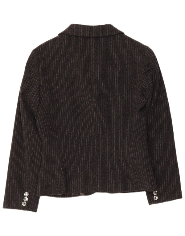 Liu Jo Damen 2-Knopf-Blazerjacke IT 44 Mittelschwarzes Nadelstreifen-Acetat