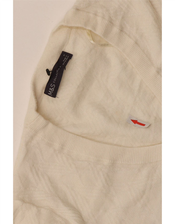 Marks & Spencer Damen-Pullover mit V-Ausschnitt, Gr. 12, Mittel, gebrochenes Weiß