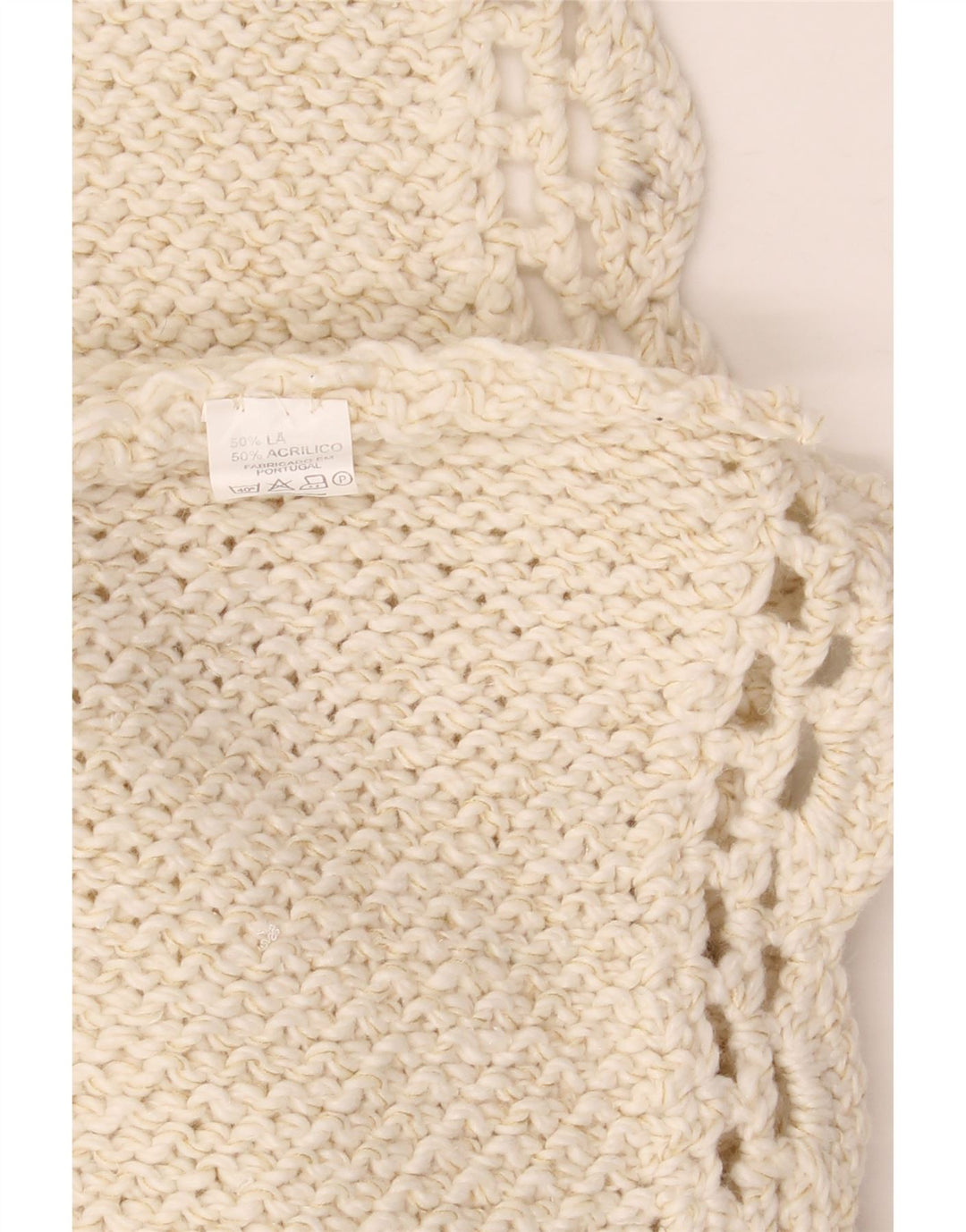 VINTAGE Damen-Ponchopullover mit Rollkragen, Einheitsgröße, aus weißer Wolle