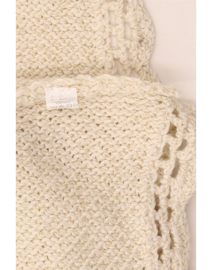 VINTAGE Damen-Ponchopullover mit Rollkragen, Einheitsgröße, aus weißer Wolle