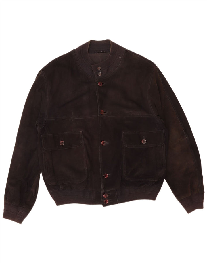 Vintage Herren Wildleder Bomberjacke IT 50 Large Schwarz