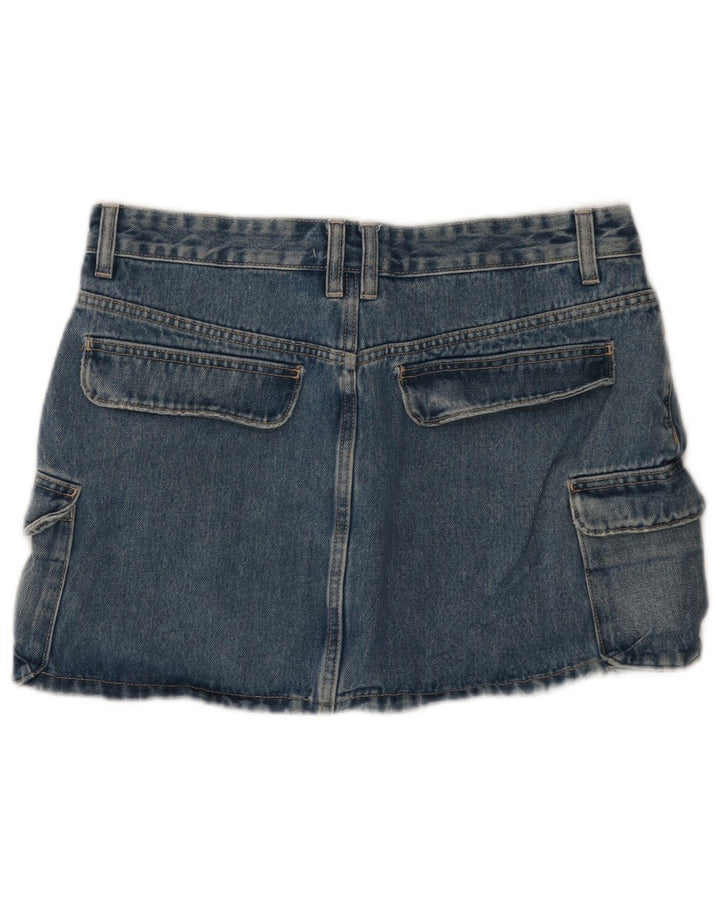 Zara Damen Jeans-Cargo-Rock, Größe L, W32, Blau, Baumwolle