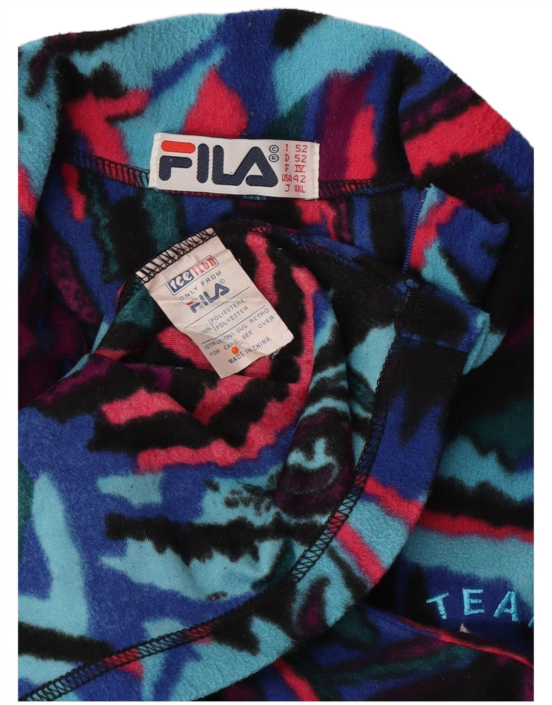 FILA Herren-Fleecepullover mit abstraktem Muster, IT 52, groß, mehrfarbig