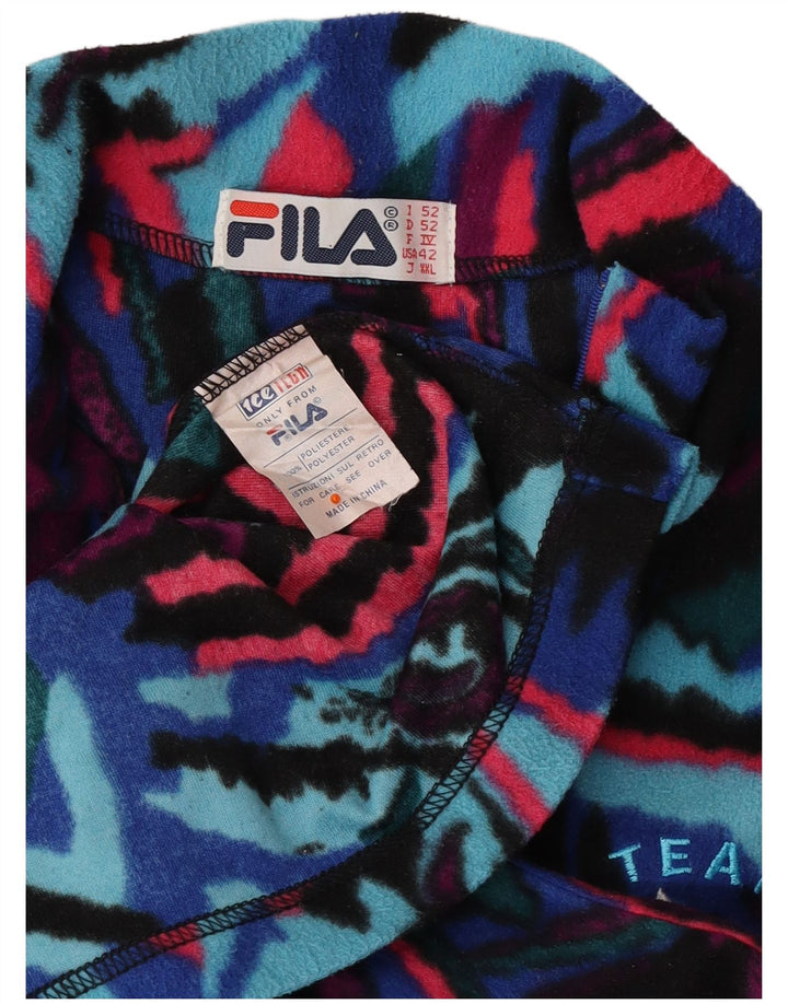 FILA Herren-Fleecepullover mit abstraktem Muster, IT 52, groß, mehrfarbig