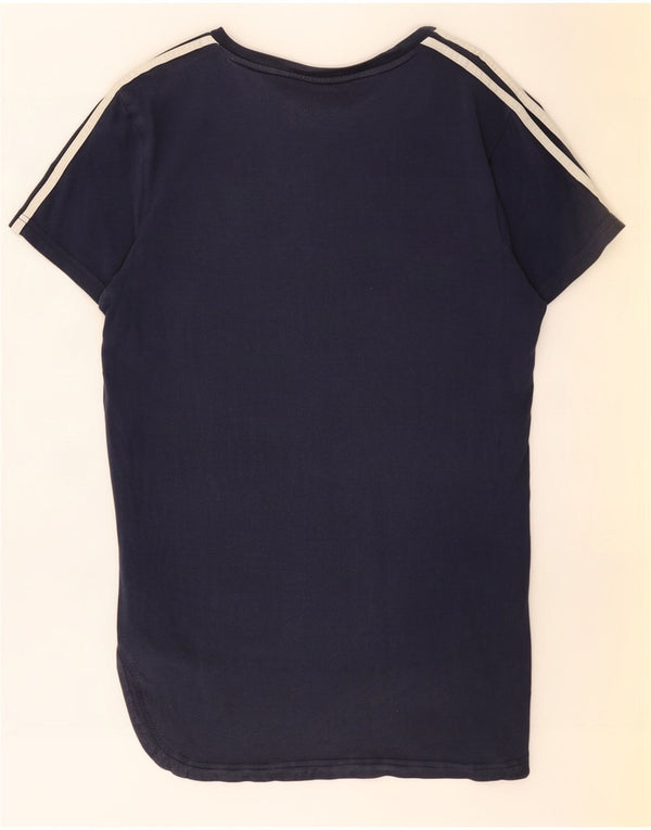 Adidas Damen Graphic T-Shirt Top UK 12 Medium Marineblau Colourblock Baumwolle