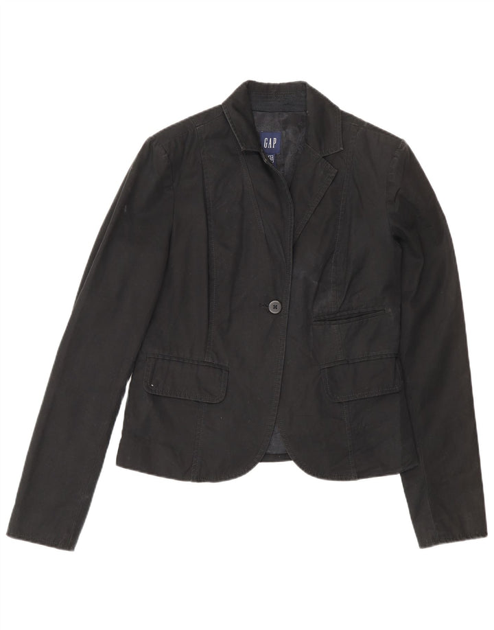 Gap Damen 1-Knopf-Blazer-Jacke, UK 6 XS, schwarze Baumwolle