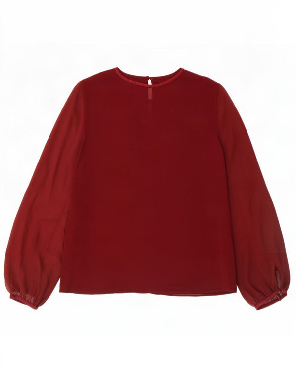 Zara Womens Long Sleeve Blouse Top UK 14 Large Maroon