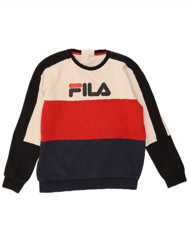 Fila Herren-Sweatshirt mit Grafik, klein, mehrfarbig, Colourblock-Baumwolle