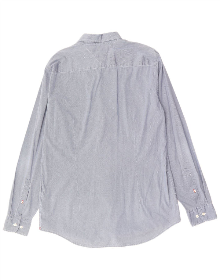 Tommy Hilfiger Herren-Slim-Fit-Hemd XL aus blau gepunkteter Baumwolle