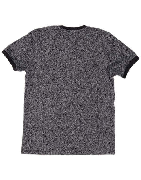 SUPERDRY Grafisches T-Shirt-Oberteil für Herren aus mittelblau gesprenkelter Baumwolle