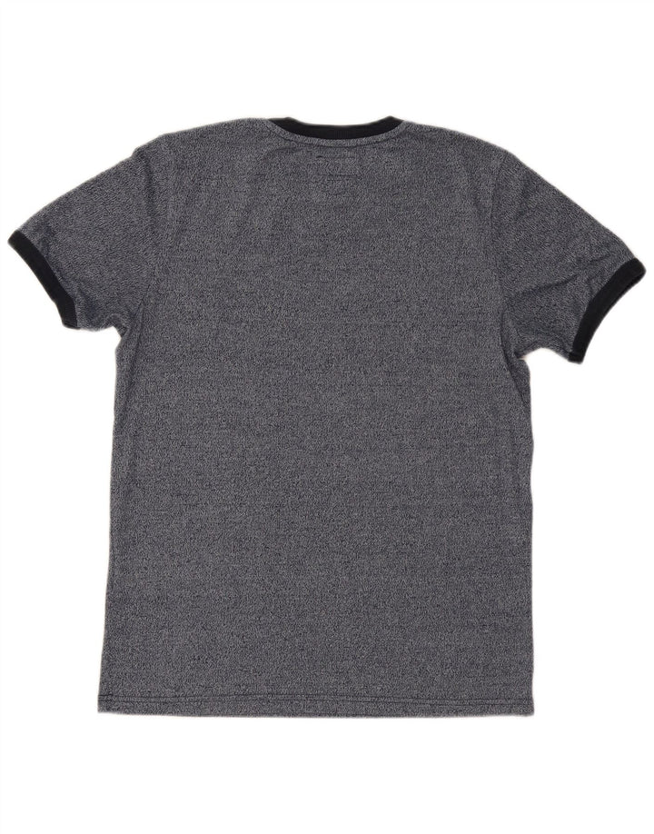 SUPERDRY Grafisches T-Shirt-Oberteil für Herren aus mittelblau gesprenkelter Baumwolle