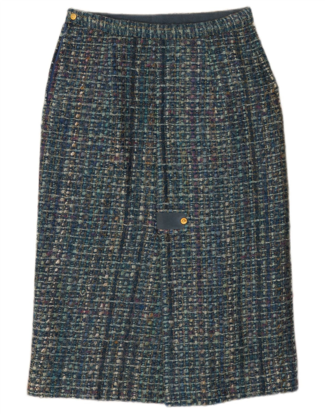 Vintage Damen Gerader Rock W28 Mittelblau kariert