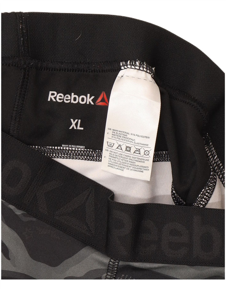 Reebok Womens Graphic Capri Leggings UK 18 XL Grau Camouflage Polyester