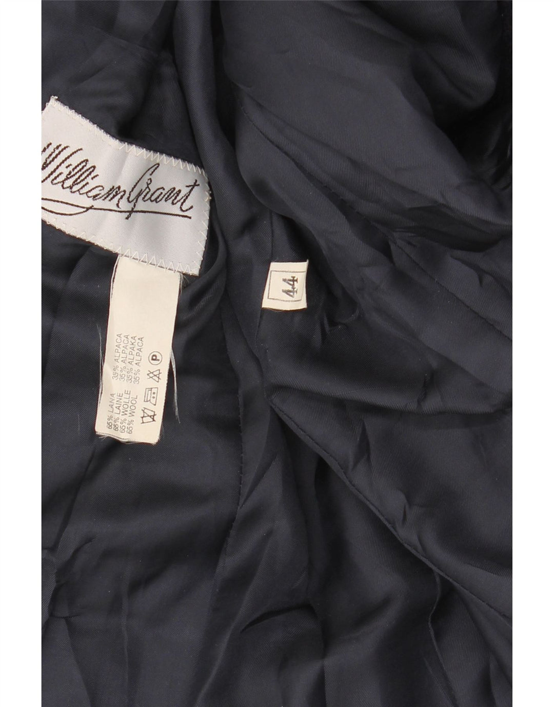 VINTAGE Damen 2-Knopf-Blazerjacke IT 44 Mittelmarineblau karierte Wolle