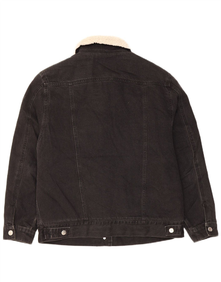 Topshop Damen-Oversize-Sherpa-Jeansjacke, Größe S, Schwarz, Klassisch